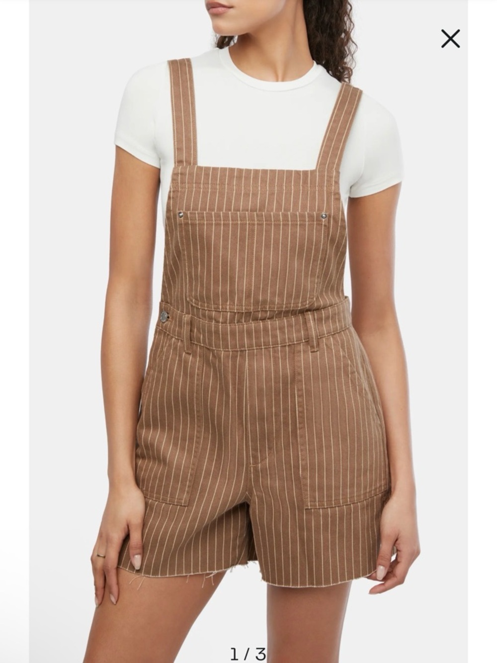 WeWoreWhat Brown Pinstripe Short Overalls